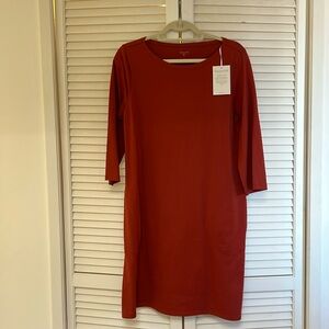 XL Garnet Hill dress in a warm terracotta hue, crafted from organic cotton